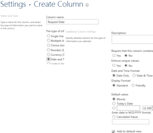 Create Request Date Column